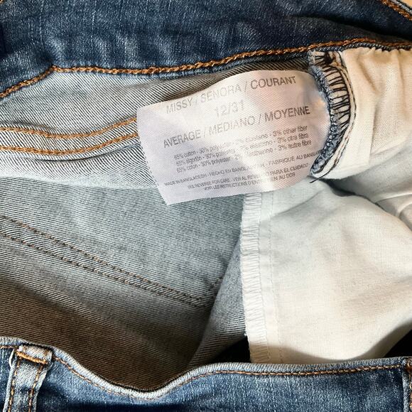 Chaps Midrise Crop Kick Women Waxed Denim Straight Leg Jeans Size 12, Blue - Picture 10 of 12